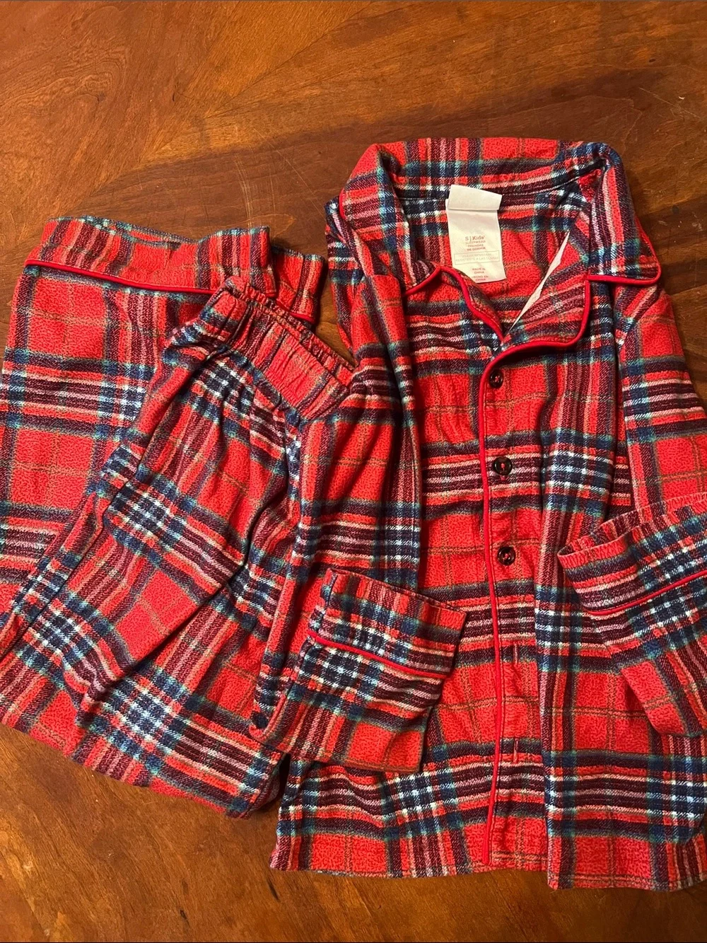 Wondershop Red Plaid Kids Pajama Set with Navy Accents